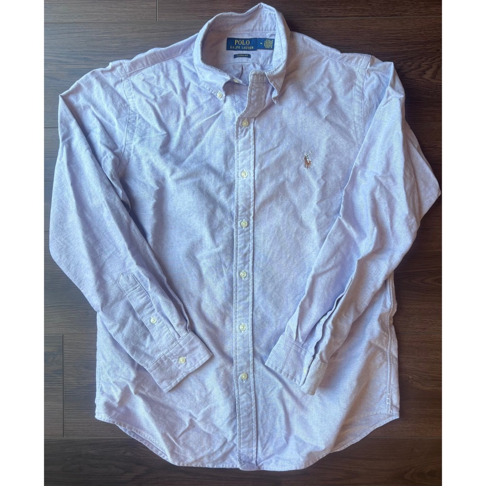 Polo Ralph Lauren Mens Classic Fit Oxford Shirt Purple Lavender Size M LS